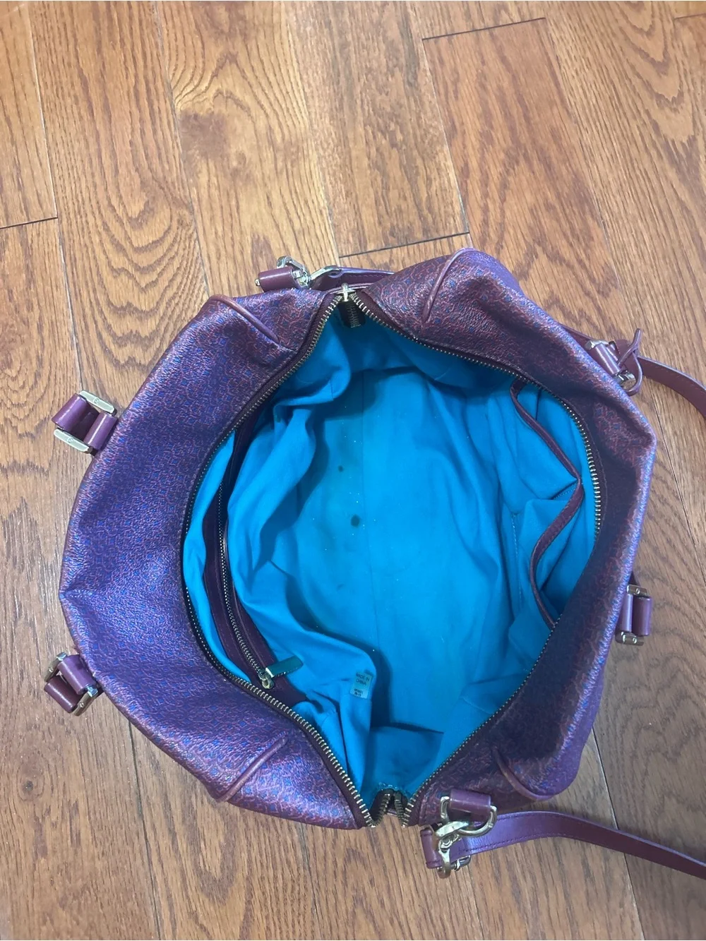 Tory Burch Vintage Plum Leather Convertible Satchel with Crossbody Strap
